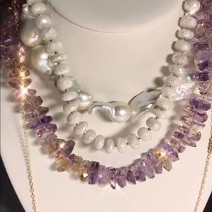 Genuine Ametrine RockCut gemstone choker necklace